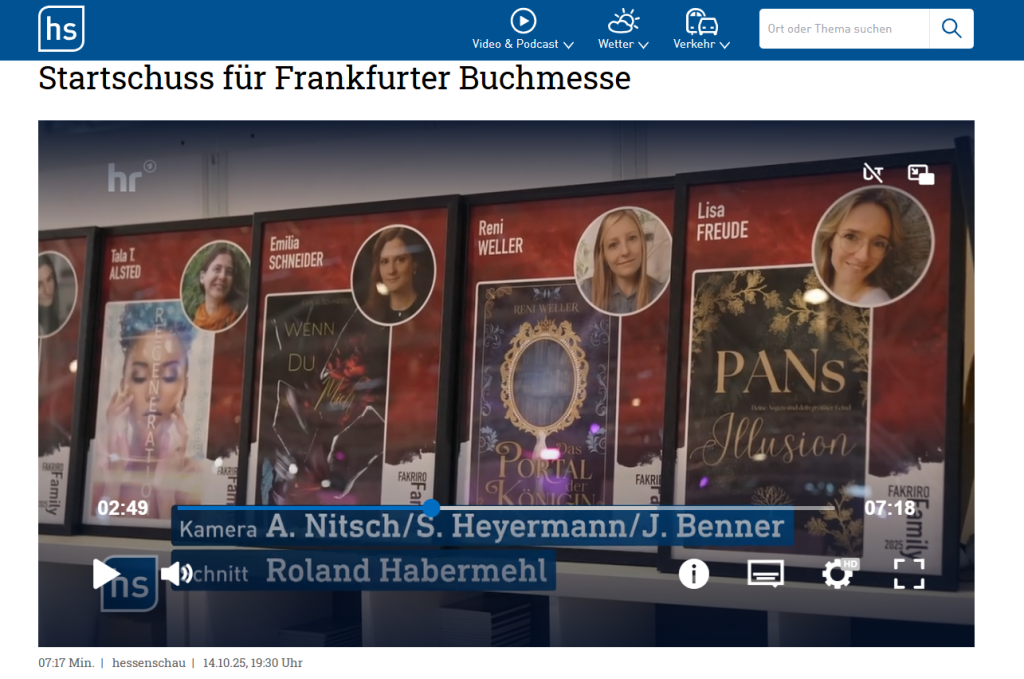 Screenshot von der Hessenschau, wo das Buch "RE-GENERATION" von Tala T. Alsted eingeblendet wurde